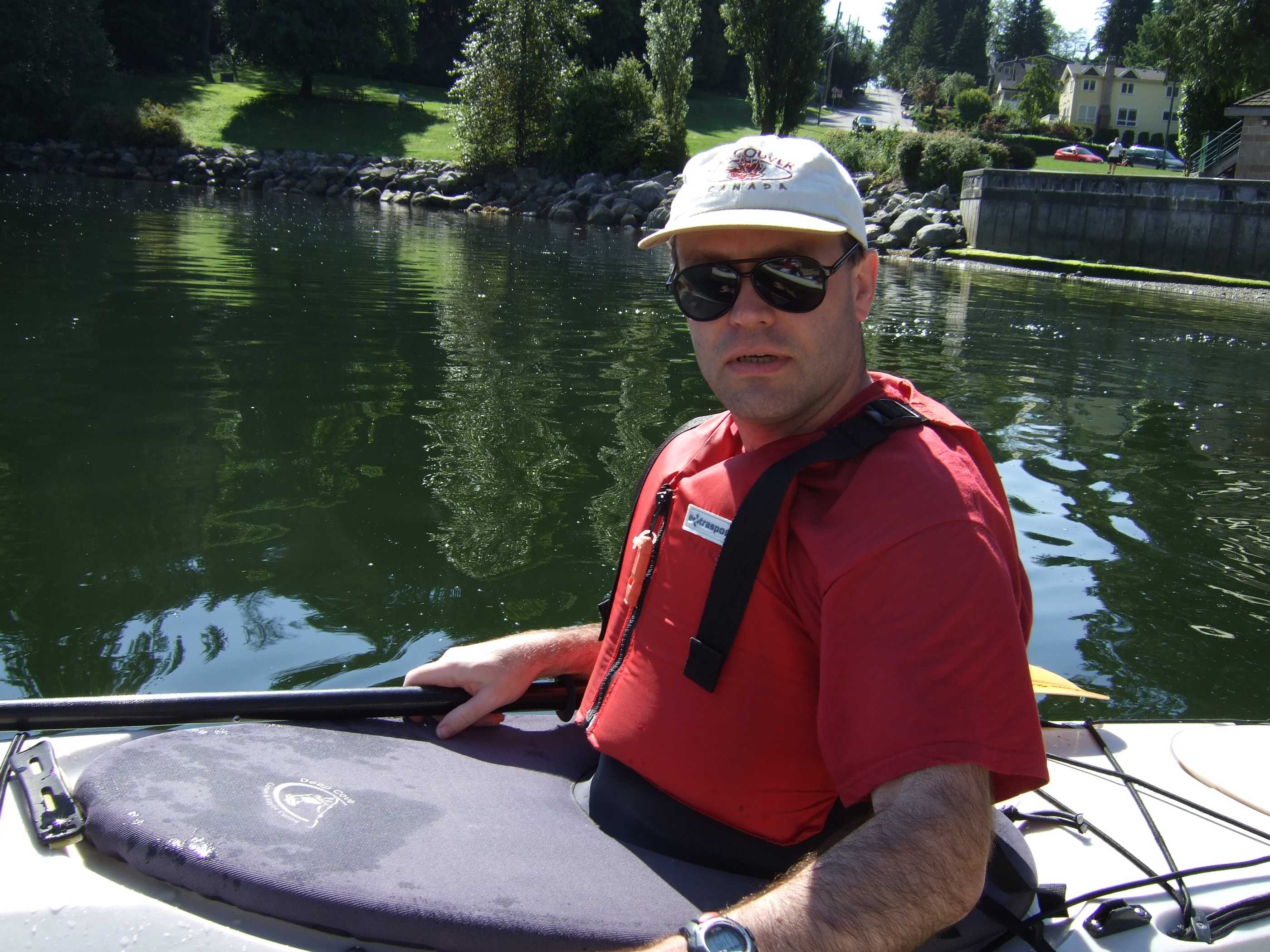 Image: Photograph of Kevin Machin kayaking in Vancouver, 2008